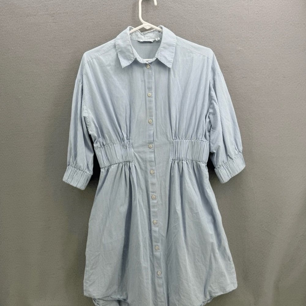 & Other Stories Blue Gray Buttoned Shirt Dress
